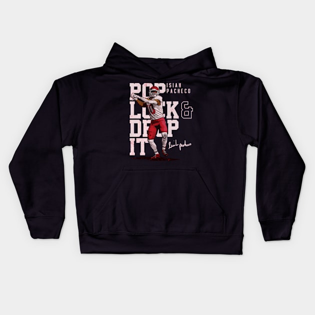 Isiah Pacheco Kansas City Pop Lock Drop It Kids Hoodie by lam-san-dan